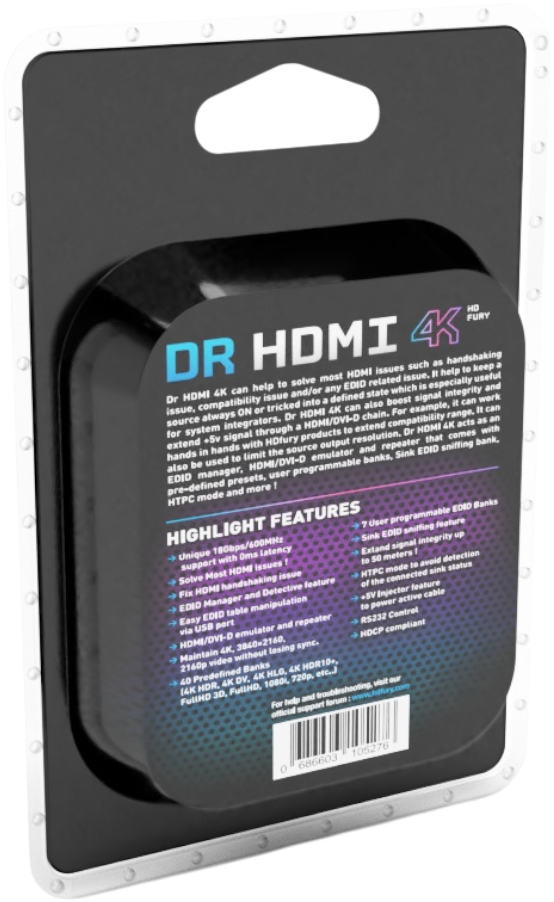 Dr.HDMI 4K retail packaging, back